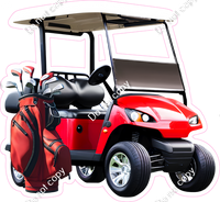 Red Golf Cart and Bag with Variants