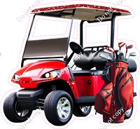 Red Golf Cart and Bag with Variants