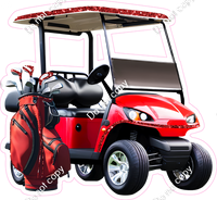 Red Golf Cart and Bag with Variants