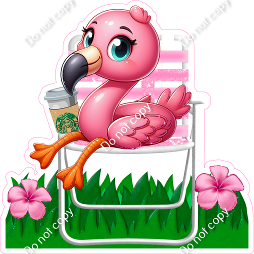 Flamingo on Lawn Chair