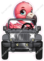 Flamingo Driving Jeep