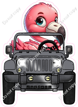 Flamingo Driving Jeep