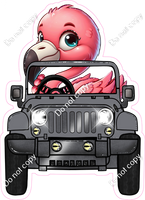 Flamingo Driving Jeep