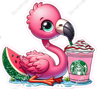 Flamingo with Strawberry Frappuccino