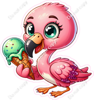 Flamingo Eating Ice Cream