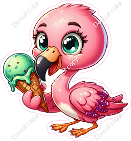 Flamingo Eating Ice Cream