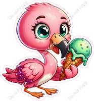 Flamingo Eating Ice Cream