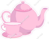 Baby Pink Tea Pot & Cup