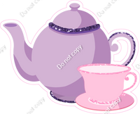 Lavender & Purple Tea Pot & Baby Pink Cup