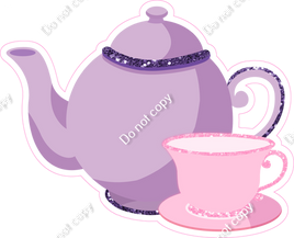 Lavender & Purple Tea Pot & Baby Pink Cup