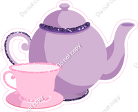 Lavender & Purple Tea Pot & Baby Pink Cup