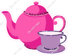 Hot Pink Tea Pot & Lavender Cup