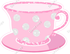 Baby Pink Tea Cup with Polka Dots