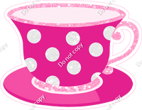 Hot Pink Tea Cup with Polka Dots