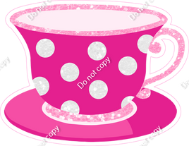 Hot Pink Tea Cup with Polka Dots