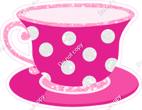 Hot Pink Tea Cup with Polka Dots