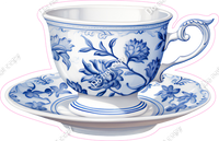 White & Blue Floral Tea Cup