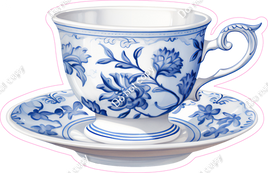 White & Blue Floral Tea Cup