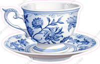 White & Blue Floral Tea Cup