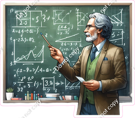 Male Teacher and Chalkboard