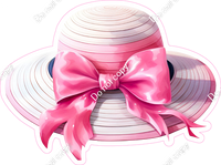 Pink Bow on Blue & White Hat