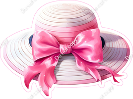 Pink Bow on Blue & White Hat