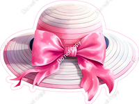 Pink Bow on Blue & White Hat