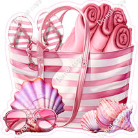 Pink Beach Bag and Supplies