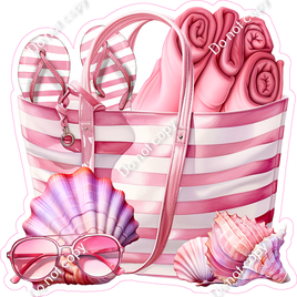 Pink Beach Bag and Supplies