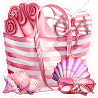 Pink Beach Bag and Supplies