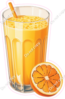 Glass of Orange Juice and Orange Slice