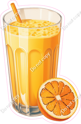 Glass of Orange Juice and Orange Slice