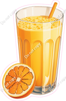 Glass of Orange Juice and Orange Slice