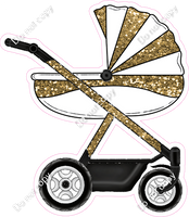 Baby Stroller - Gold & White