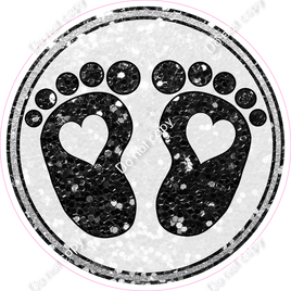 Baby Foot Prints - Black & White Sparkle