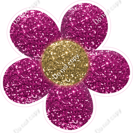 5 Petals Hot Pink & Gold Center Daisy w/ Variants