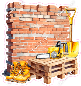 Construction - Brick Wall & Tools