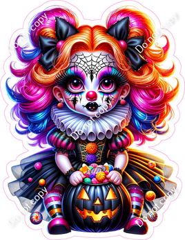 Clown with Black Pumpkin Candy Bag