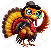 Turkey Wearing Top Hat & Round Glasses