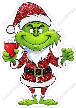 Grinch Holding a Cup