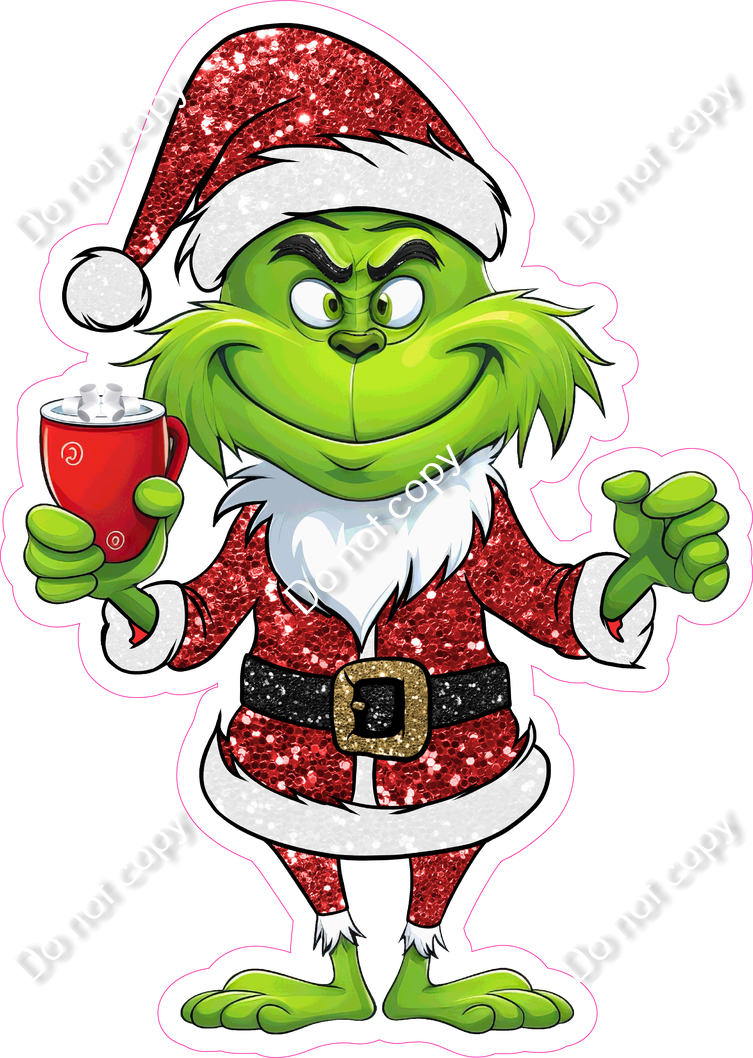 Grinch Holding a Cup| Sign Swag USA