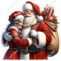 Santa Hugging Mrs. Claus