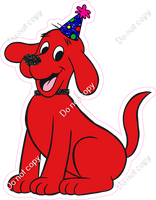 Red Dog with Birthday Hat