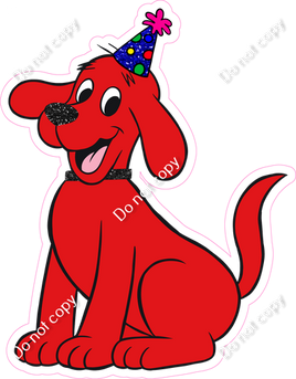 Red Dog with Birthday Hat