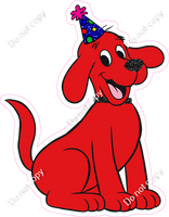 Red Dog with Birthday Hat