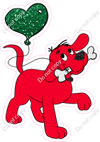 Red Dog with Green Balloon