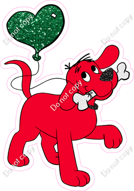 Red Dog with Green Balloon