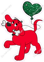 Red Dog with Green Balloon