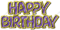Flat Sparkle Outline - Double Line Happy Birthday