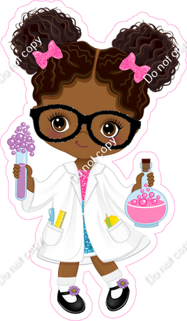 Dark Skin Tone Scientist Girl with Buns